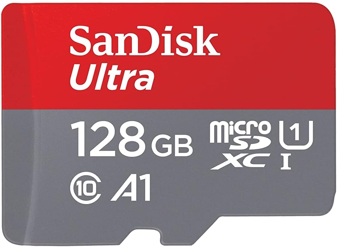 SanDisk Ultra 128GB microSDXC Memory Card + SD Adapter with A1 App Performance up to 100MB/s, Class 10, U1 – Amazon Exclusive Packaging