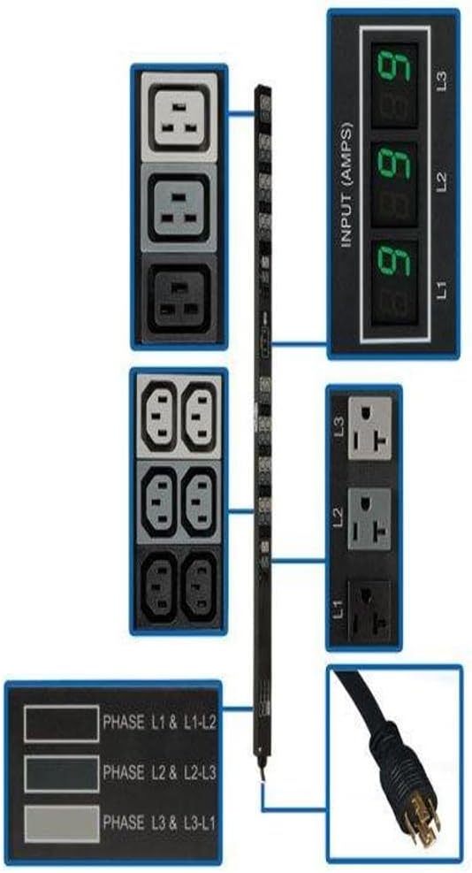 Tripp Lite PDU3MV6L2120 PDU 3-Phase Metered 208/120V 5.7 Kw 36 C13; 6 C19; 6 5-15/20R 0U