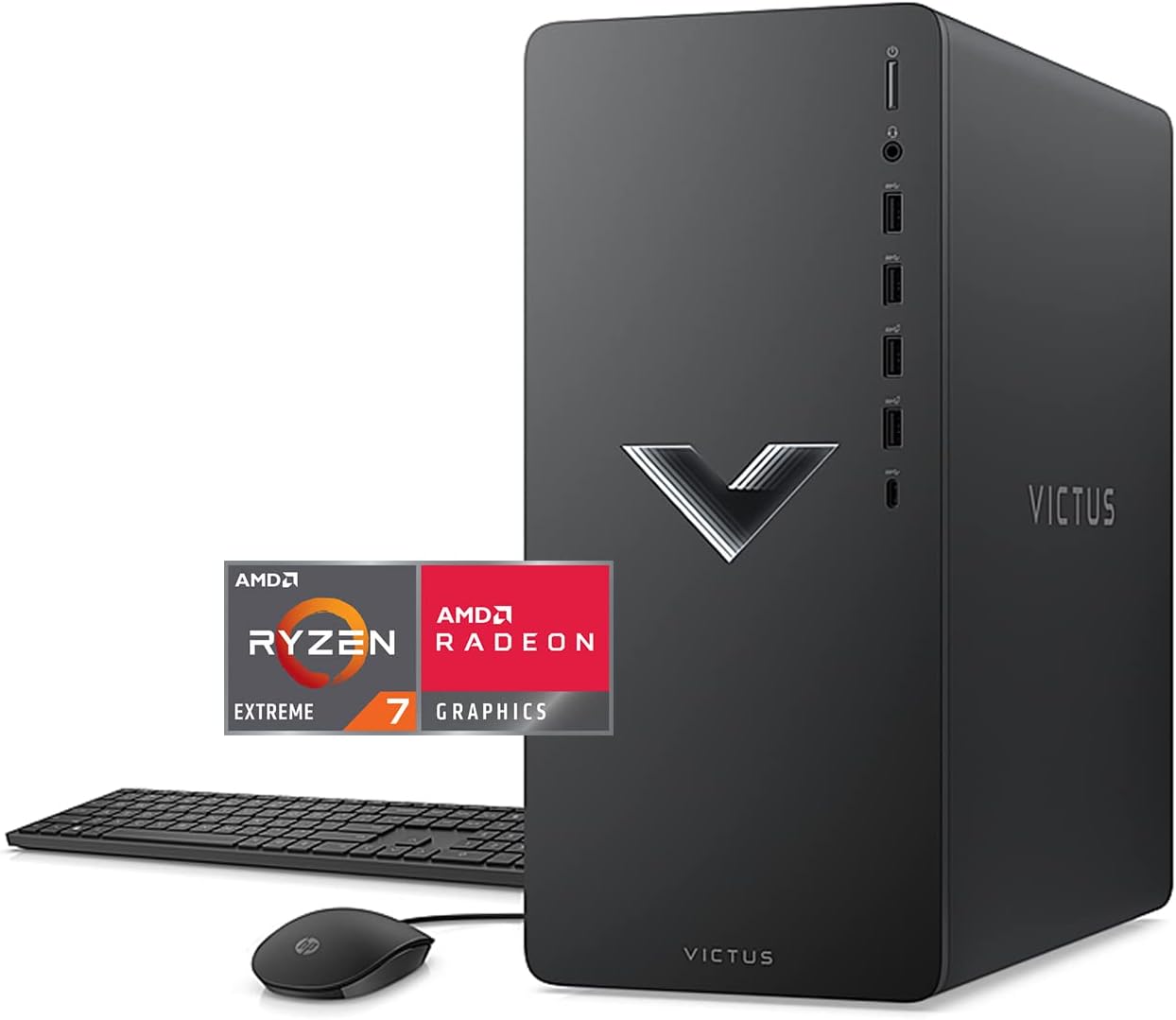 HP Victus Gaming Desktop, AMD Ryzen 7-5700G Processor, Radeon RX 6600XT 8GB Graphics(Outperforms RTX 3060), 32GB RAM, 2TB PCIe SSD, Wi-Fi 6, HDMI, 3X DisplayPort, Win11, Black