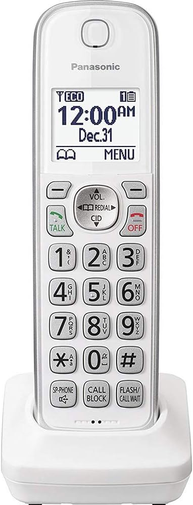 PANASONIC Additional Cordless Phone Handset for use with KX-TGD53x Series Cordless Phone Systems – KX-TGDA50W1 (White)