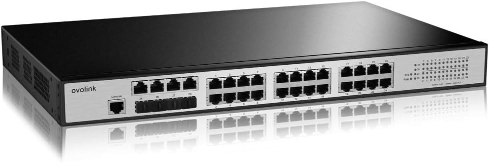 24-Port PoE Switch – Smart Managed Gigabit Switch, Up to 400W Power Supply, 4 Combo Ports, Web Management, SFP, VLAN, QoS and SNMP, Desktop/Rackmount