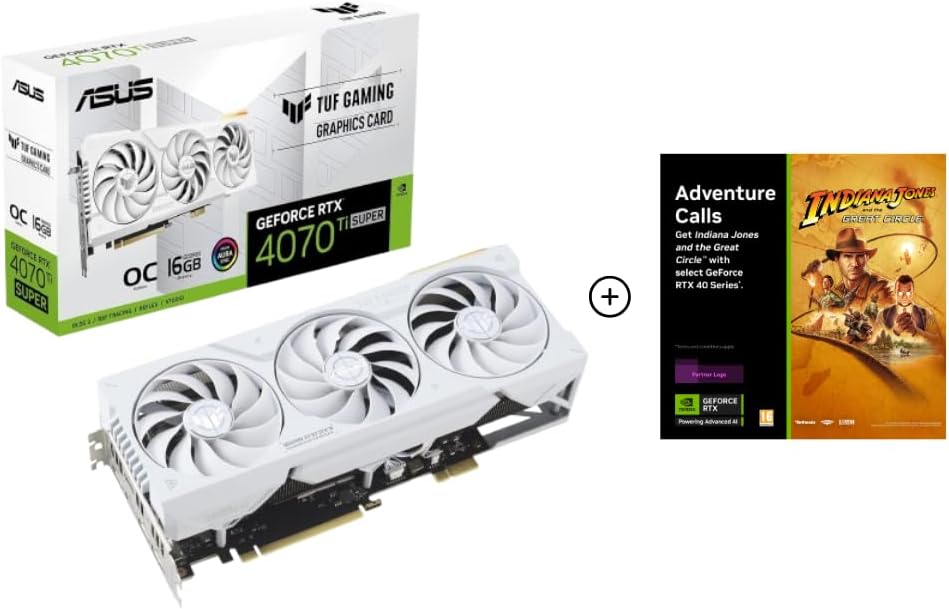 ASUS TUF Gaming GeForce RTX 4070 Ti Super BTF White OC Edition Gaming Graphics Card (PCIe 4.0, 16GB GDDR6X, Exclusive to BTF ATX Motherboards