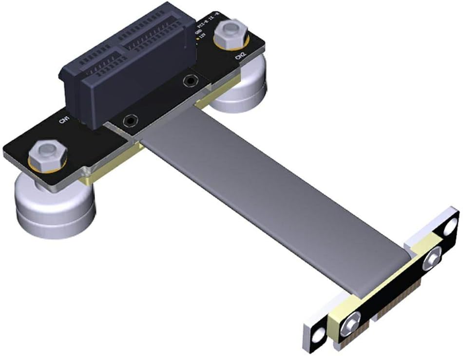 Mustpoint PCI-e PCI Express 36PIN 1X Extension Cable (Dual Vertical 90 Degrees Direction) with Magnetic Foot