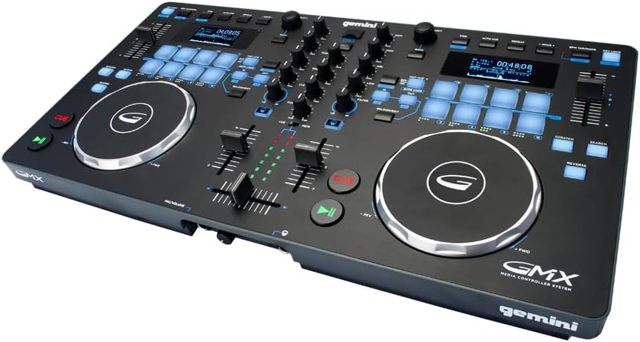 Gemini Sound GMX Versatile DJ Controller & Media Player – Compact USB/MIDI System with VirtualDJ LE, Ideal for Mobile DJs & Live Performances