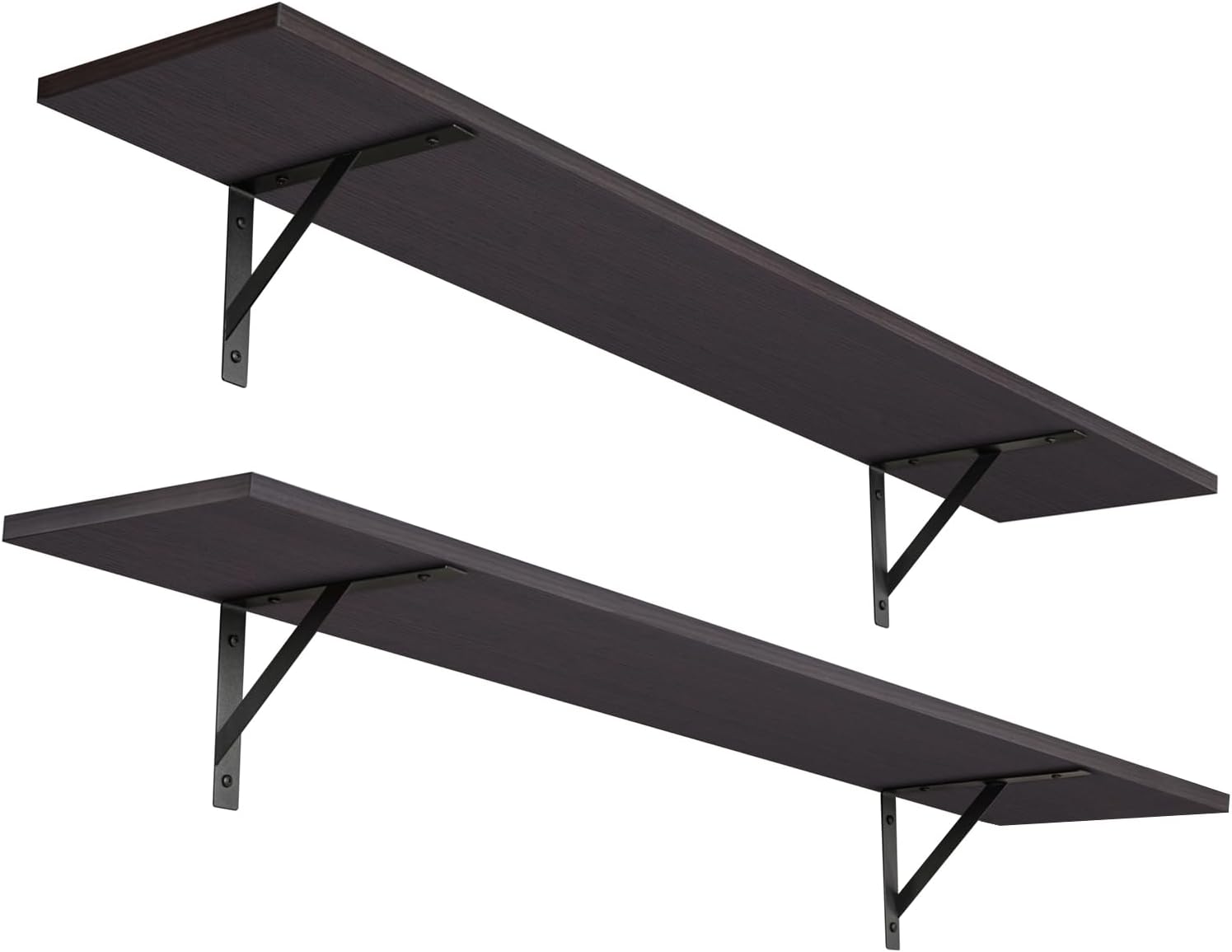 DINZI LVJ Long Wall Shelves, 47.3Inch Wall Mounted Shelves Set of 2, Extra Large Wall Storage Ledges with Sturdy Metal Brackets for Living Room, Bathroom, Bedroom, Kitchen, Espresso