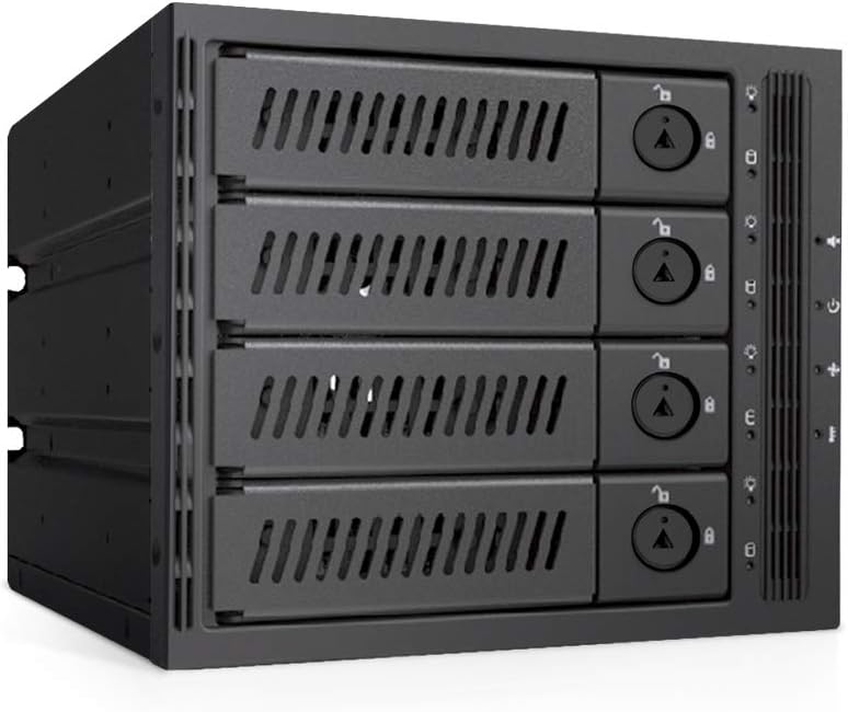 Mediasonic 4 x 3.5” and 2.5” SATA 3 / SAS 2 Hard Drive or SSD to 3 x 5.25-inch Drive Bay Mobile Rack Backplane – Hot-Swap / Removable Tray Design / Metal Construction (HT31-304)