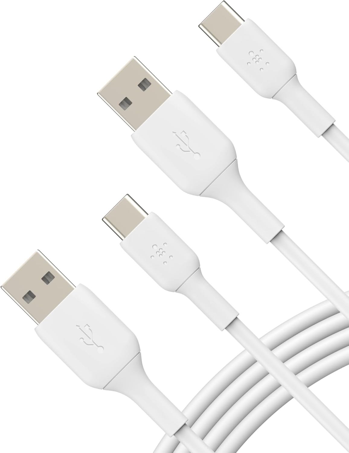 Belkin BoostCharge USB-C Cable (1M/3.3ft), USB-C to USB-A Cable, USB Type-C Cable for iPhone 16 Series, Samsung Galaxy S24, S24+, Pixel 8, iPad Pro, Nintendo Switch, Carplay, & More – White (2-Pack)