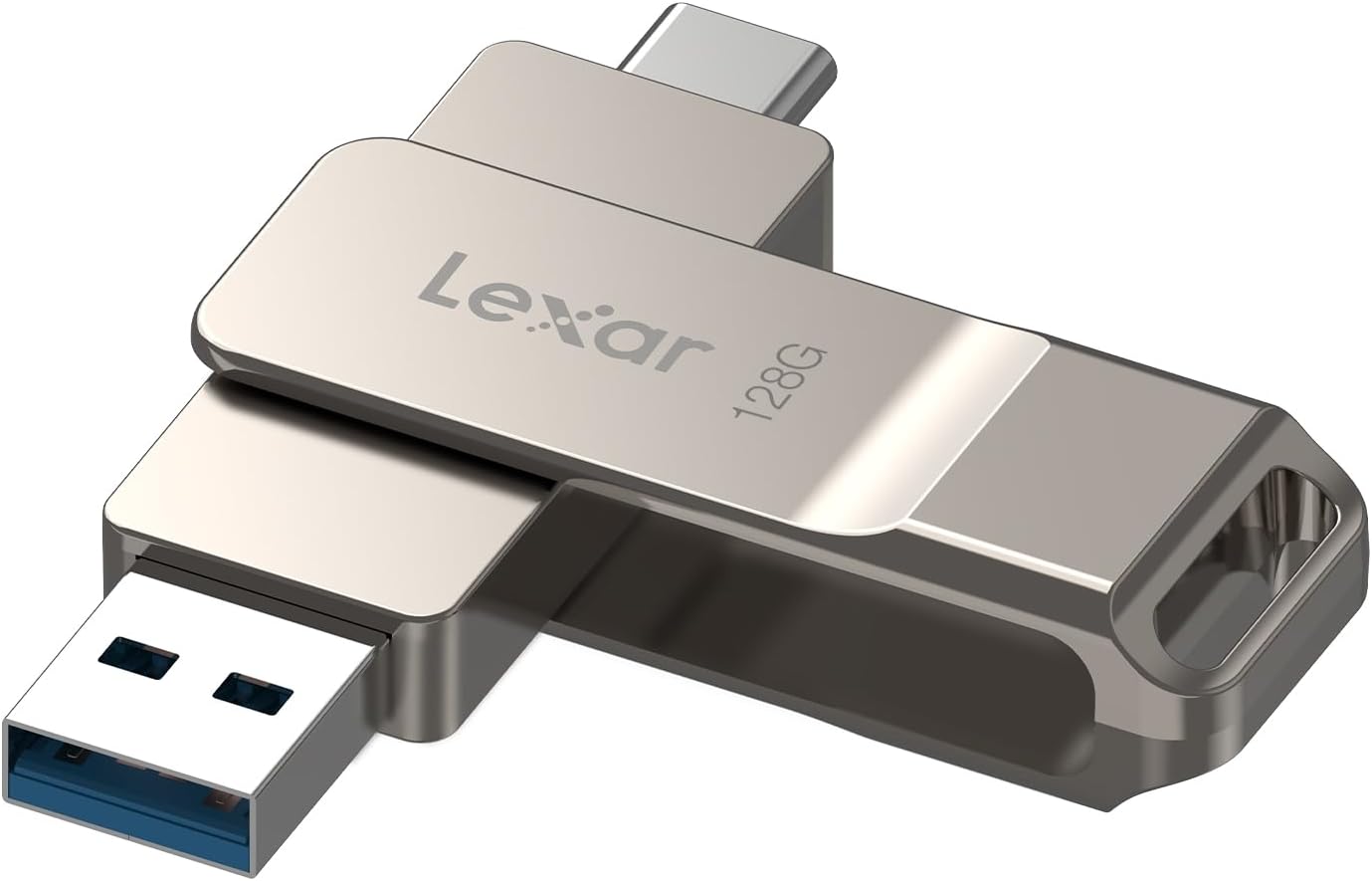 Lexar D40E 128GB Dual Drive USB 3.2 Gen 1 Type-C Jump Drive, USB-C Flash Drive Metal Housing Swivel Design Thumb Drive (LJDD40E128G-BNSNG)