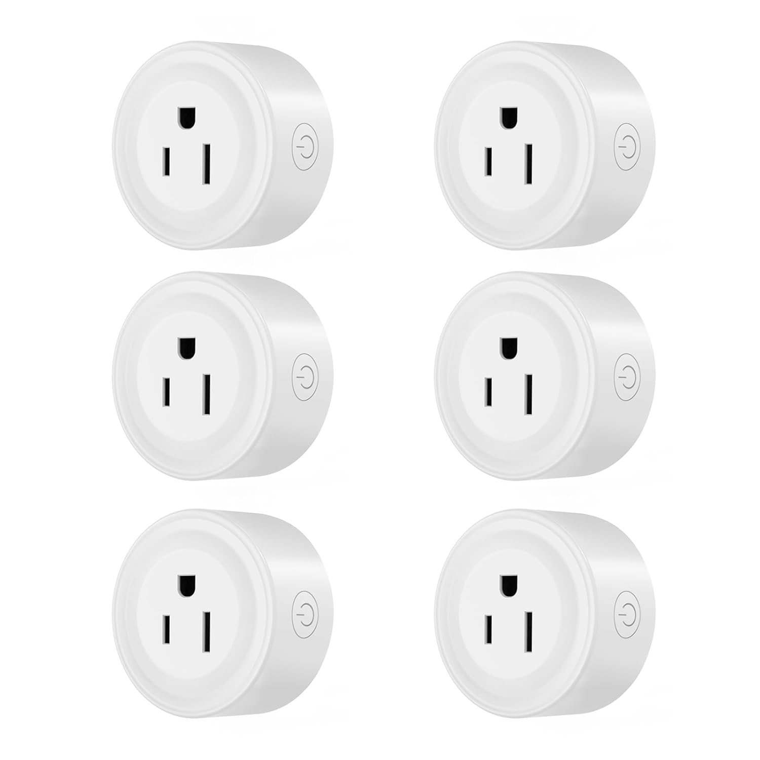 Smart Plug, 6 Packs 2.4Ghz WiFi Plugs Work with Voice Contrl, Smart Outlet with Timer & Group Controller, WiFi Plug with Energy Monitoring, Remote Control