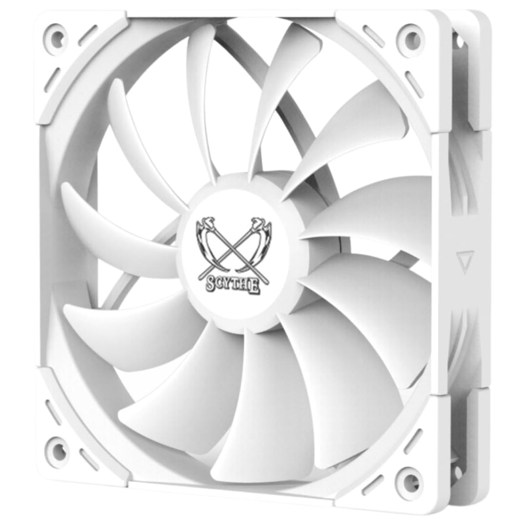 Scythe Kaze Flex II 120 PWN, 120mm x 25mm Air Flow Optimized Quiet Operating Computer Case Fan, Fluid Dynamic Bearing, 4-Pin Connector, Single Pack (White Edition – 2000 RPM)