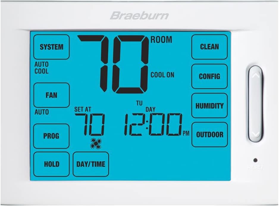 BRAEBURN 6425 7 Day, 5-2 Day Programmable Touchscreen Hybrid Thermostat w/Humidification Control (4H/2C)