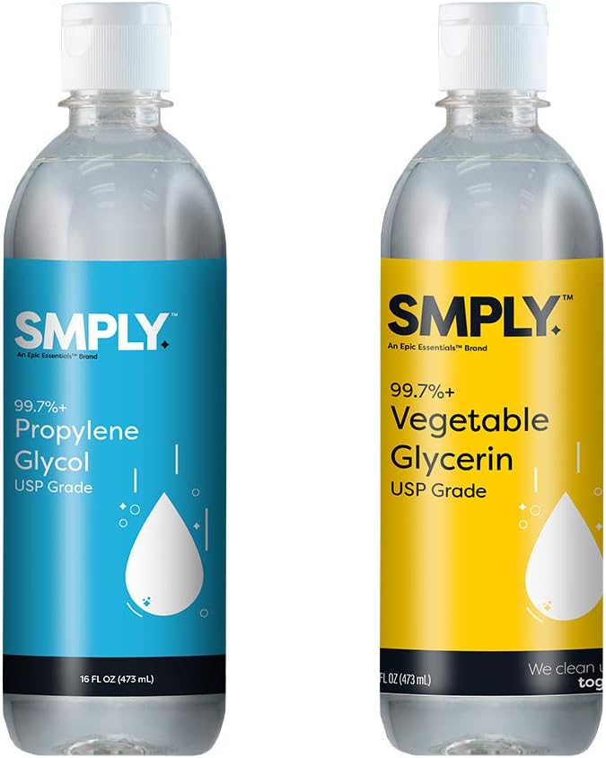 SMPLY. 16oz Vegetable Glycerin & 16oz Propylene Glycol Value Pack – 32 Total Fluid Ounces – USP Grade and Made in the USA