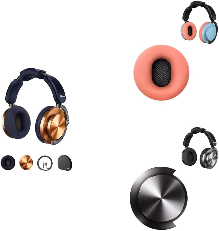 Dyson Bundle OnTrac Over Ear Wireless Headphones in CNC Copper with Oyster Pink Ear Cushions + Black Nickel Ear Caps – Noise Cancelling, Up to 55 Hours Battery Life(2), Customizable