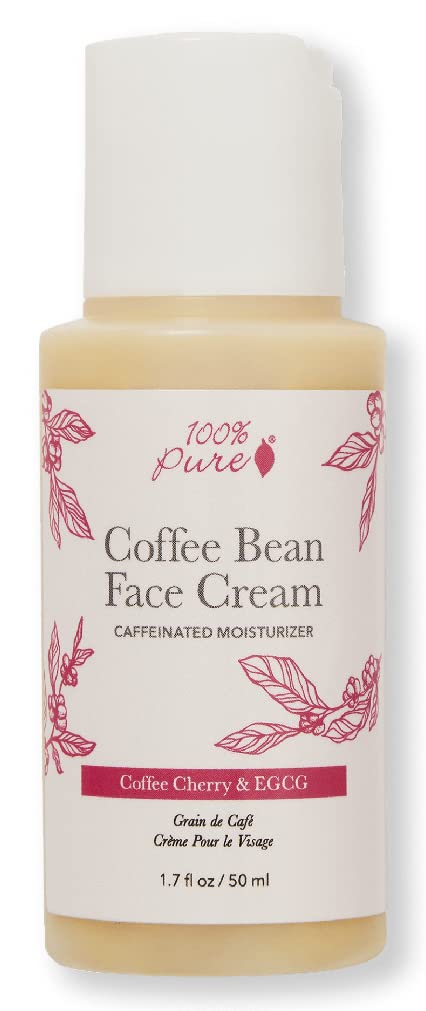 100% PURE Coffee Bean Caffeine Face Cream Glowing Skin Care Anti Aging Youthful Boost Caffeinated Facial Moisturizer with Hyaluronic Acid & Niacinamide for Women & Men – 1.7 fl oz