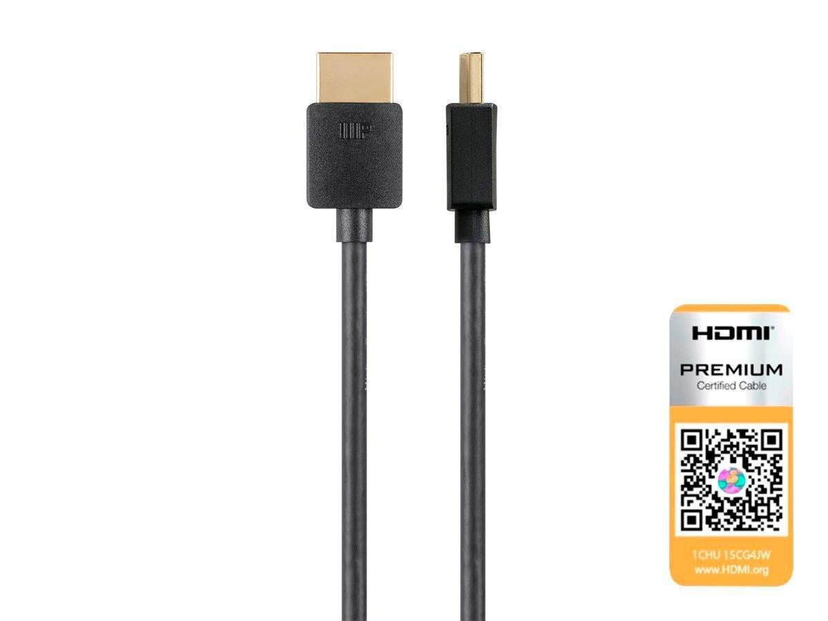 Monoprice High Speed HDMI Cable – 4K@60Hz, HDR, 18Gbps, YUV, 4:4:4, 36AWG, 8 Feet, Black – Ultra Slim Series