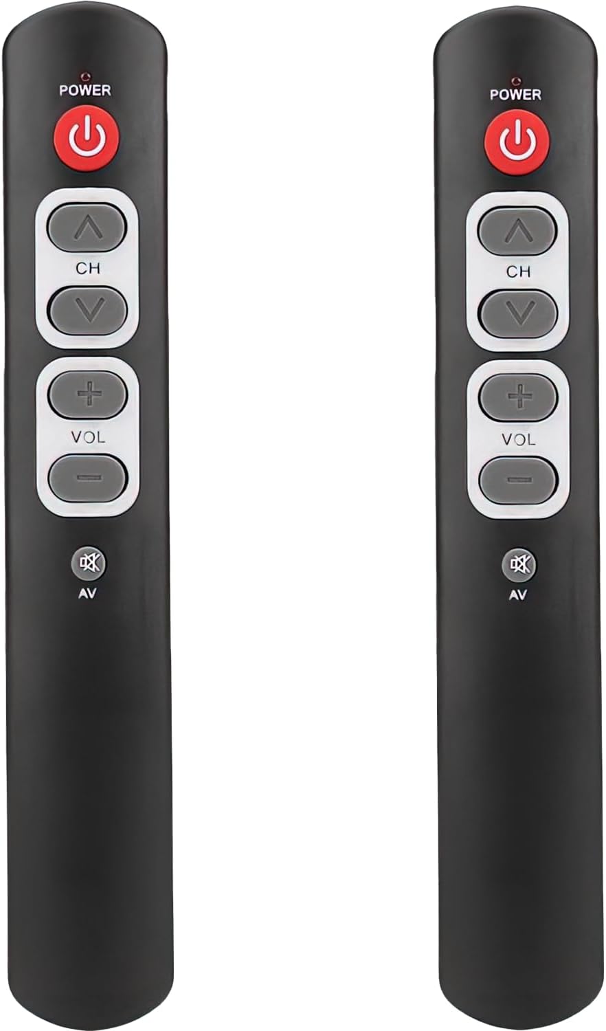 Learning Remote Control 6 Keys Big Buttons Seniors Elderly Universal Programmable TV Remote Supports TV STB DVD HiFi IR Devices (Pack of 2)