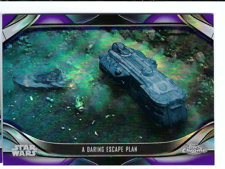 A Daring Escape Plan 2022 Topps Chrome Star Wars The Mandalorian Beskar Edition #S2-21 PURPLE REFRACTOR PARALLEL Card #28 of only 75 Made!