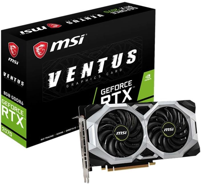 MSI GAMING GeForce RTX 2070 8GB GDRR6 256-bit HDMI/DP/USB Ray Tracing Turing Architecture HDCP Graphics Card (RTX 2070 VENTUS 8G), 1620 Mhz