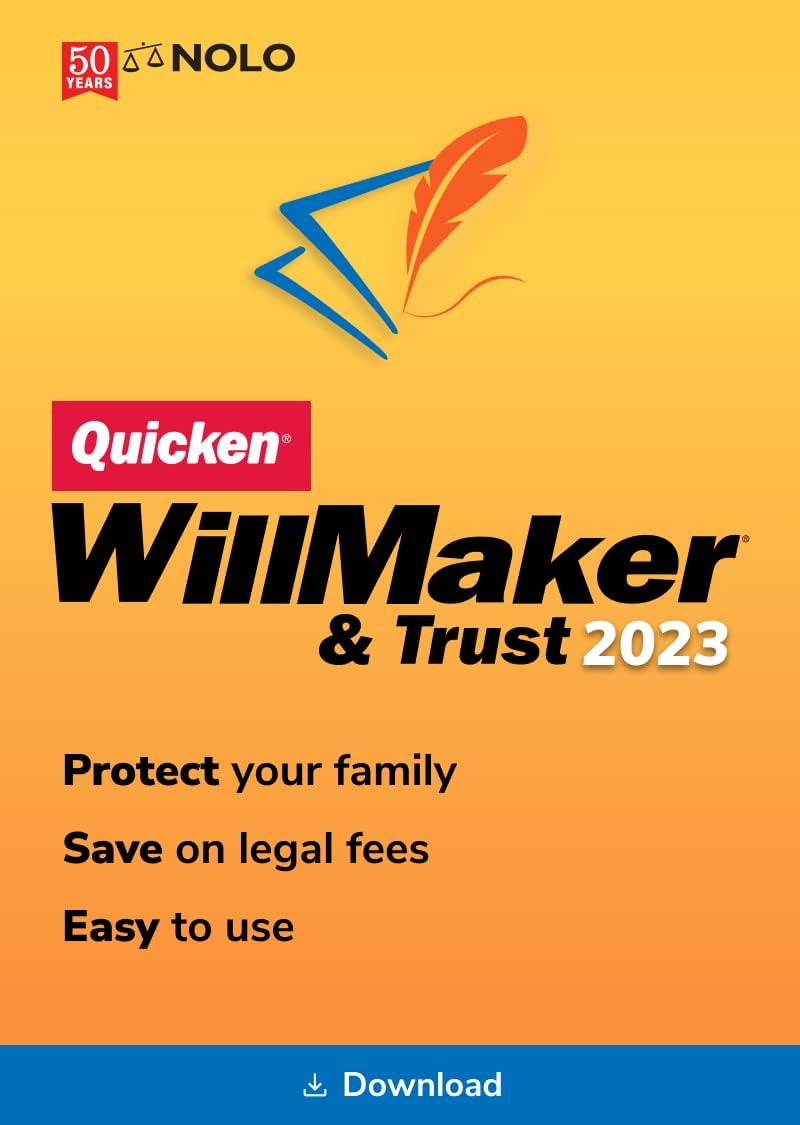 Quicken WillMaker and Trust Software 2023 – Estate Planning Software – Includes Will, Living Trust, Health Care Directive, Financial Power of Attorney – Secure – Legally Binding – [PC/Mac Download]