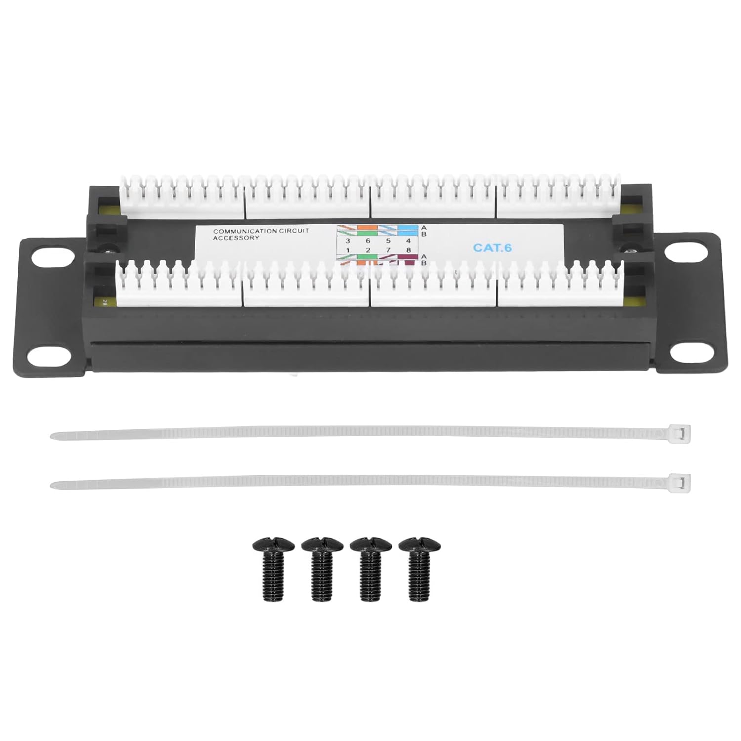 8 Port Wall Mount Network Patch Panel Cat6 Unshielded Wiring Bracket Termination Panel UTP for 23-28AWG Cable Data Center Server Room