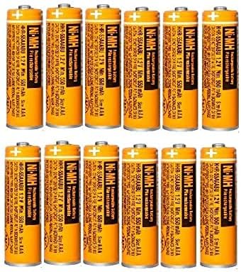 12 Pack HHR-55AAABU NI-MH Rechargeable Battery for Panasonic 1.2V 550mAh AAA Battery for Cordless Phones