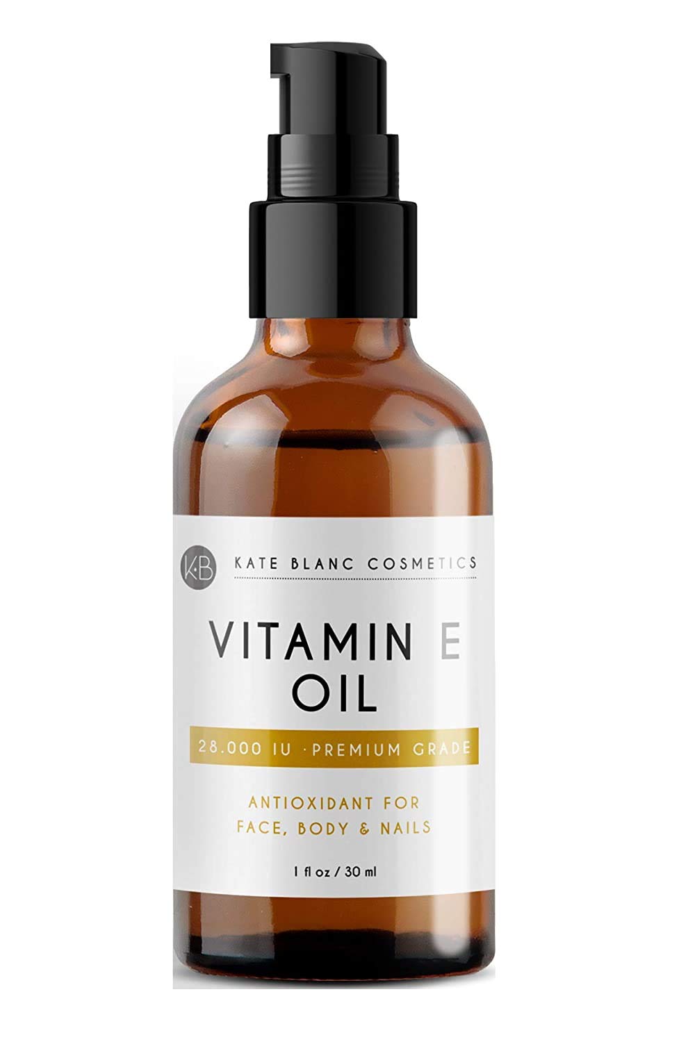 Kate Blanc Cosmetics Vitamin E Oil for Skin and Face (1oz) 28,000 IU. Reduce Appearance of Scars, Wrinkles, Dark Spots. Stocking Stuffers Christmas Gifts for Women, Men, Mom, Dad, Teen