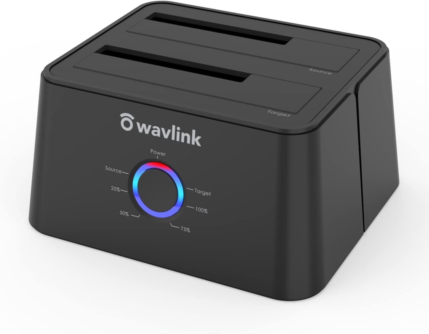 WAVLINK USB 3.0 and USB C to SATA Dual-Bay External Hard Drive Docking Station for 2.5/3.5 Inch HDD/SSD with UASP (6Gbps), Support Offline Clone/Duplicator Function [16TB X2 ]-Black