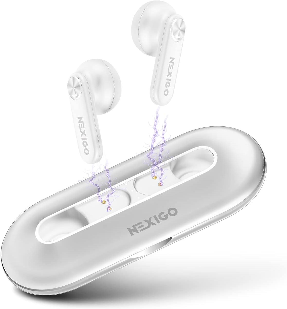 NexiGo Air T2 Ultra-Thin Wireless Earbuds, Qualcomm QCC3040, Bluetooth 5.2, 4-Mic CVC 8.0 Noise Cancelling for Clear Calls, aptX, 28H Playtime, USB-C, IPX5 Waterproof, Silver