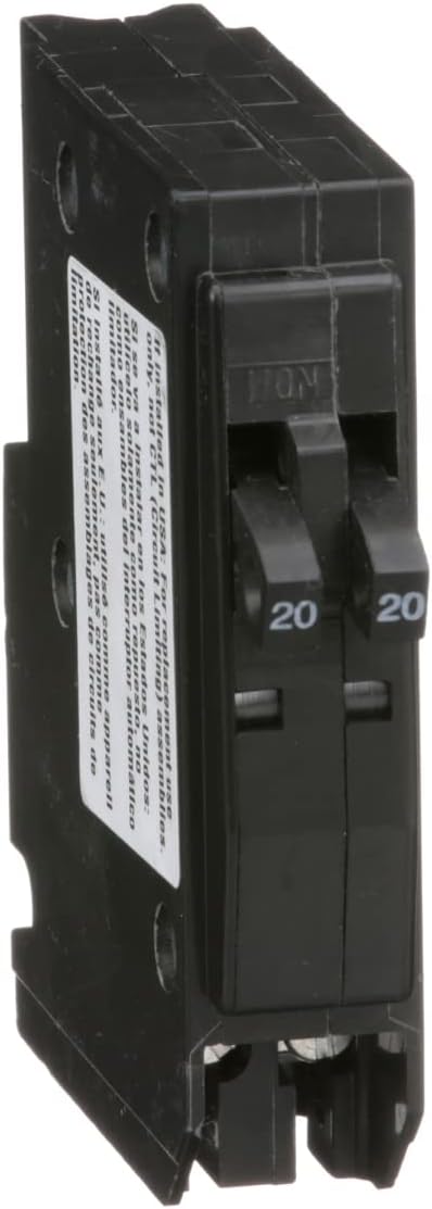 Square D by Schneider Electric QO2020CP Circuit Breaker, Pack of 1, No Size, Black