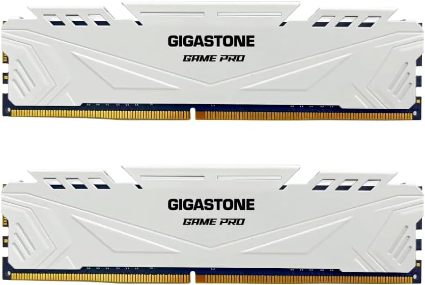 【DDR4 RAM】 GIGASTONE Game PRO 32GB Kit (2x16GB) DDR4 3200MHz PC4-25600 CL 16-18-18-40 Intel XMP 2.0 AMD Ryzen 1.35V UDIMM 288 Pin Unbuffered Non ECC High Performance Gaming Desktop Memory – White