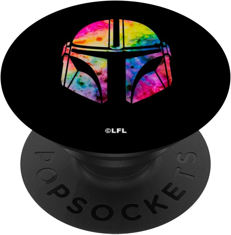 Star Wars The Mandalorian Beskar Helmet Rainbow Tie Dye PopSockets Standard PopGrip