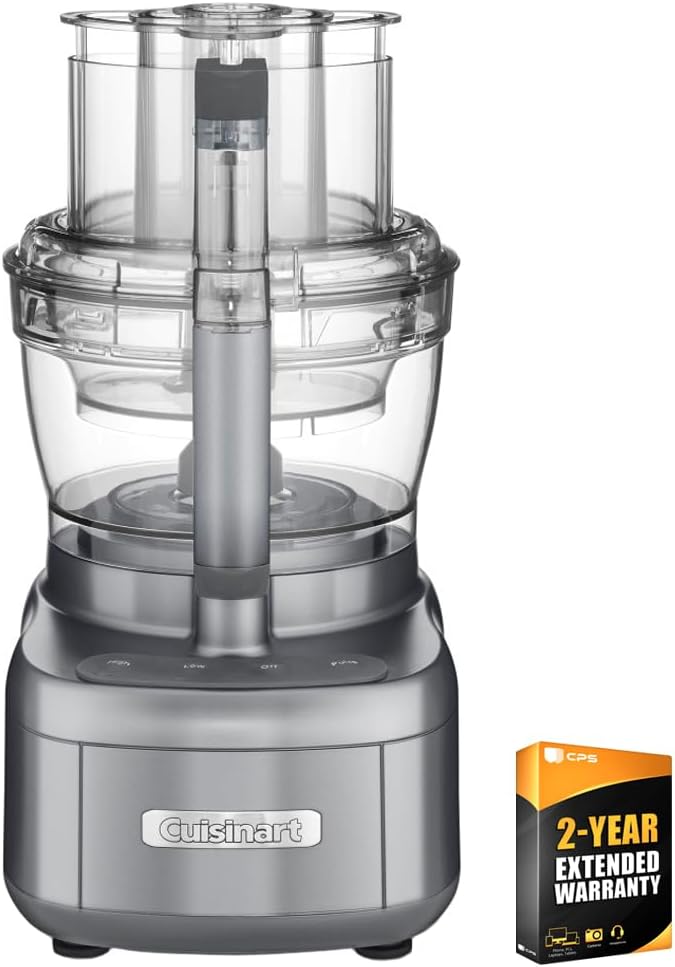 Cuisinart FP-11GMP1 Elemental 11 Cup Food Processor, Gunmetal Bundle with 2 YR CPS Enhanced Protection Pack