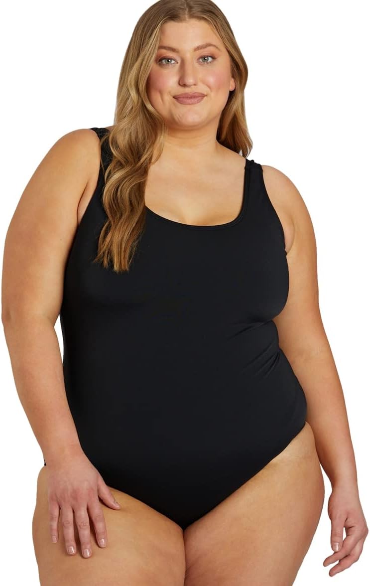 Sporti Moderate Women Plus Size One Piece Swimsuits, Hydrolast Tech, Printed Bathing Suit Tummy Control, Sweetheart Neckline