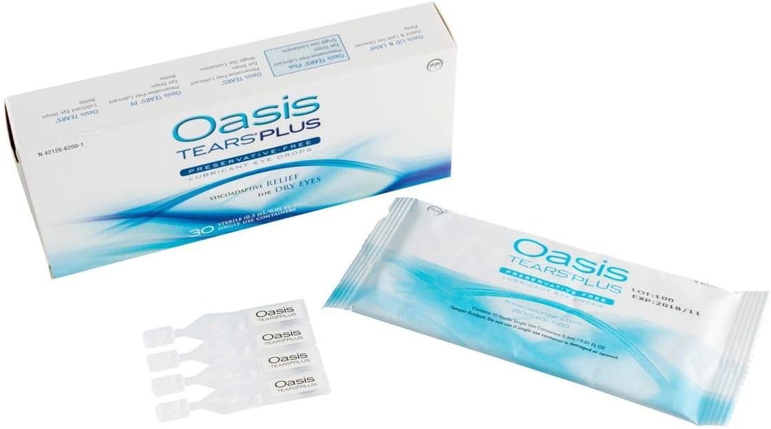 Oasis TEARS PLUS Preservative-Free Lubricant Eye Drops, 30 containers, 0.3 ML/0.01 FL OZ