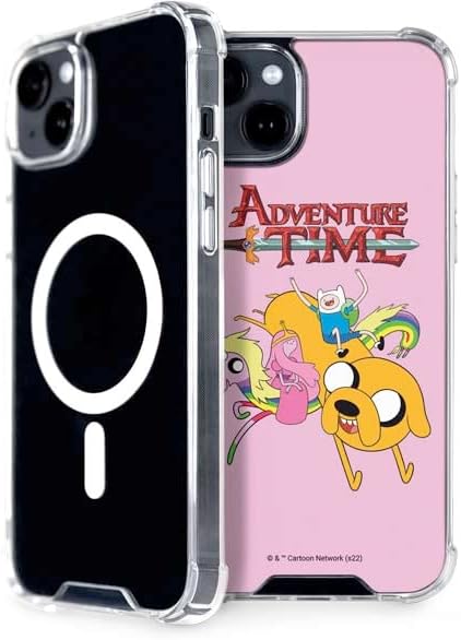 Skinit Phone Case Compatible with MagSafe iPhone 15 Plus – Officially Licensed Adult Swim Adventure Time Riding in a Unicorn Design