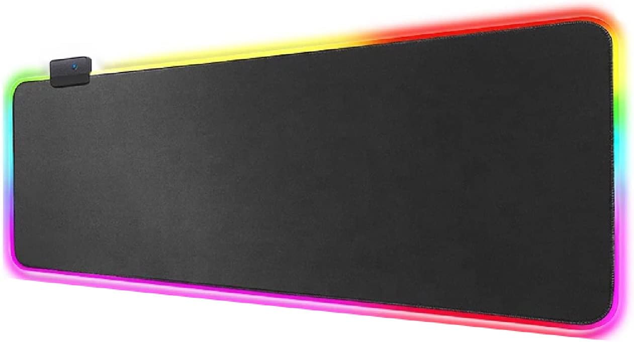 TalkWorks Extra Large RGB Gaming Mousepad – Non-Slip Rubber Base, Micro-Textured Durable Cloth, 7 Colors, 14 Lighting Modes, On/Off Light Switch, USB Device Interface – 12 x 31.5 Inches, Black