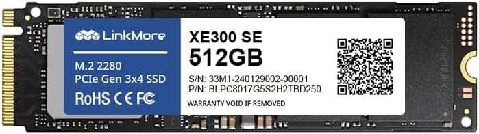 LinkMore XE300 SE 512GB PCIe Gen3 NVMe M.2 2280 Internal Solid State Drive, Gen3.0X4 Read Speed Up to 2100MB/s for Latop and PC