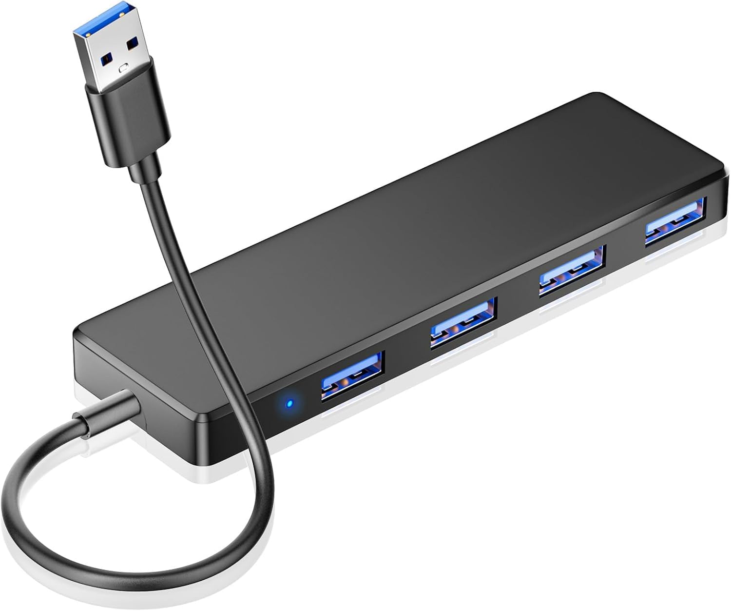 USB 3.0 Hub, 4 Ports USB A Splitter Ultra Slim Mini USB Expander, Multiple USB Hub for Laptop, PC, Xbox, Flash Drive, HDD, Console, Printer, Camera, Keyborad, Mouse and More