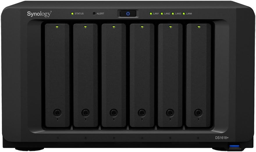 Synology DiskStation DS1618+ NAS Server for Business with Intel 2.1GHz CPU, 16GB Memory, 2TB SSD, 16TB HDD, DSM Operating System, iSCSI Target Ready