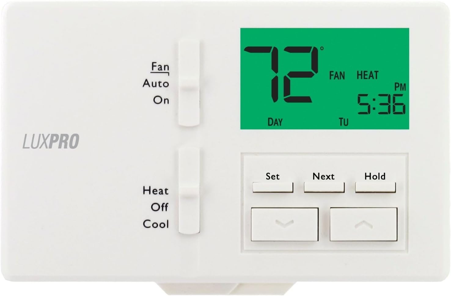 Lux Pro P711 Programmable 7 Day Thermostat for Home Use; 1 Heat, 1 Cool