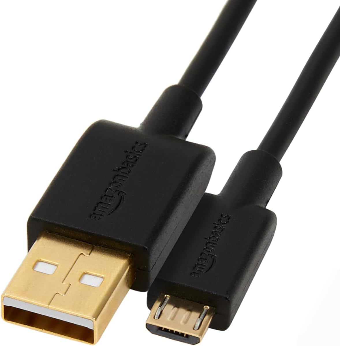 Amazon Basics USB-A to Micro USB Fast Charging Cable, 480Mbps Transfer Speed with Gold-Plated Plugs, USB 2.0, 10 Foot, Black