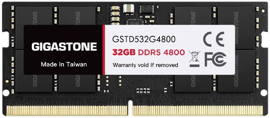 【DDR5 RAM】 GIGASTONE 32GB DDR5 4800MHz PC5-38400 CL 40-40-40-77 1.1V SODIMM 262 Pin Unbuffered Non ECC High Performance Notebook Laptop Memory Upgrade