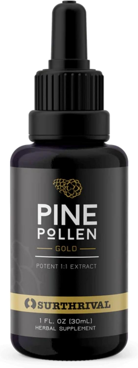 Surthrival: Pine Pollen Gold Extract (1 fl oz), Wild Harvested, Energy Restoration