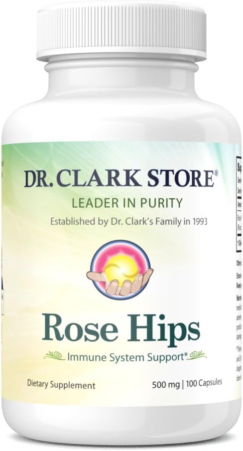 Dr Clark Store Rose HIPS Supplement, 500 MG, 100 Gelatin Capsules