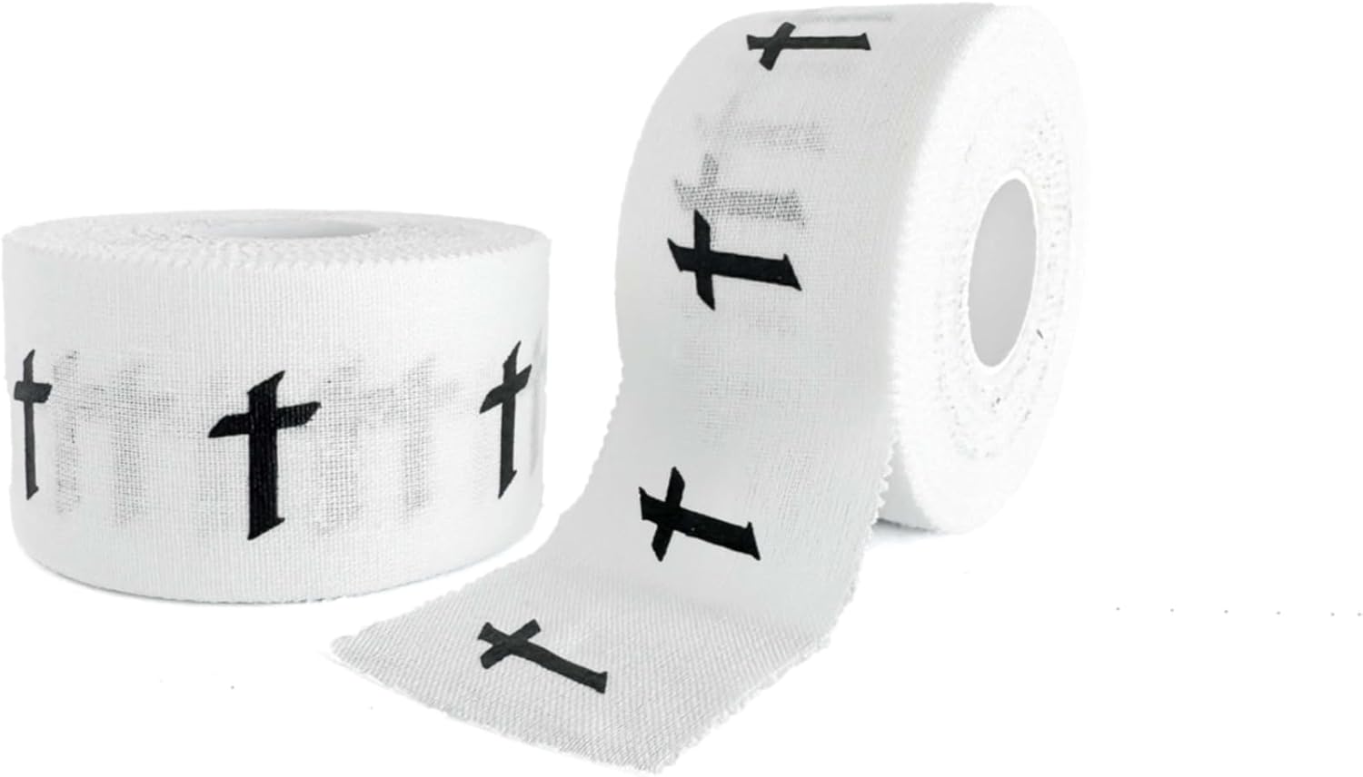 Fearless Athletic Tape Serrated Edges Durable Stick Skin Friendly Sports Tape with Cross Logo (White)