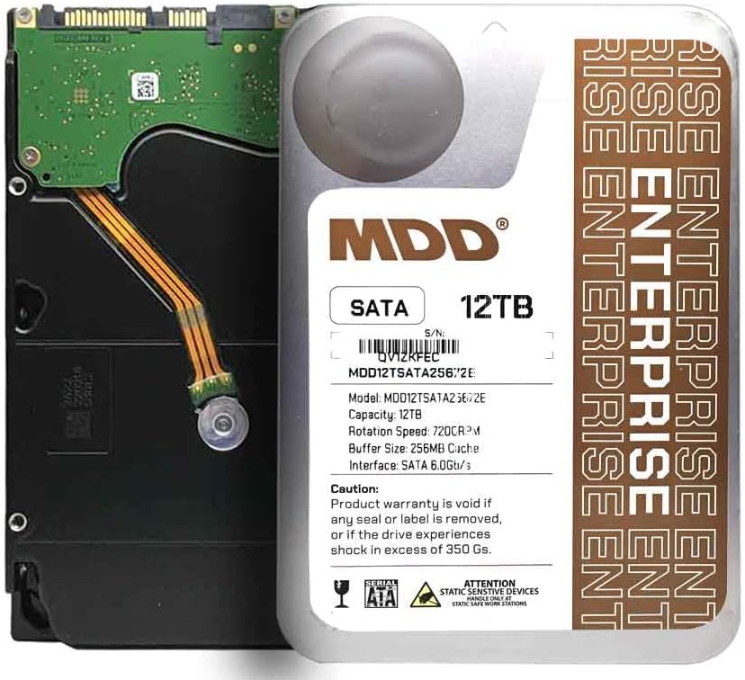 MDD (MDD12TSATA25672E) 12TB 7200 RPM 256MB Cache SATA 6.0Gb/s 3.5″ Internal Enterprise Hard Drive – 5 Years Warranty (Renewed)