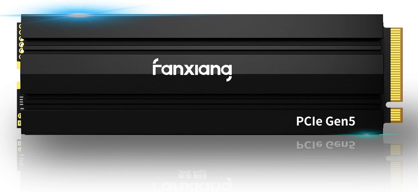 fanxiang 1TB Gen5 NVMe M.2 SSD with Heatsink – Up to 11500 MB/s PCIe 5.0 SSD TLC Internal Gaming SSD Solid State Drive for DirectStorage/Video Editing/Design S900Pro