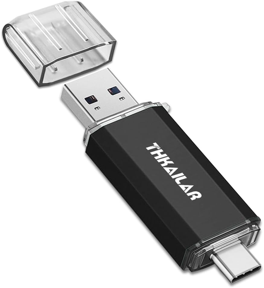 THKAILAR USB C Flash Drive 256GB-USB Flash Drive with Type C and Type A 3.1 Port Compatiable with Android Phone/PC/Mac Pro-Transfer Data(Black)