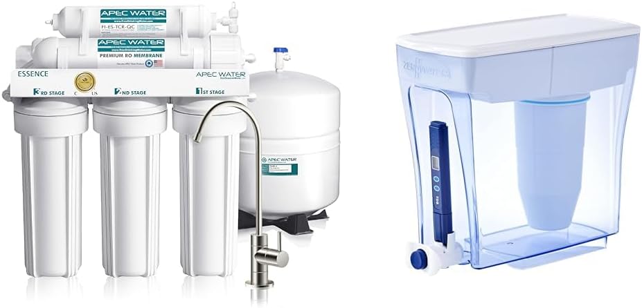 APEC ROES-50 5-Stage Reverse Osmosis System & ZeroWater 20-Cup 5-Stage Water Filter Pitcher Bundle