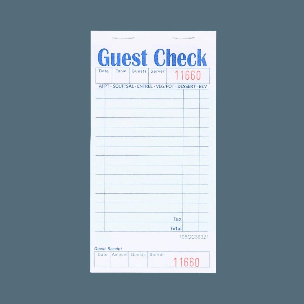 Server Note Pads, Guest Check Books for Servers, waitress book, for Restaurant Food Order Guest Checks, Server Book Notepad for server books for waitress, 50 Checks Per Book. (500, 10(Books Part 1))